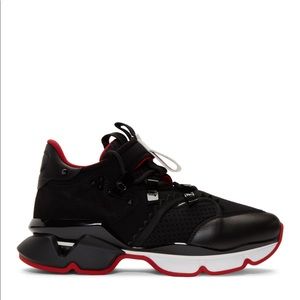 CHRISTIAN LOUBOUTIN black red-runner flat sneakers